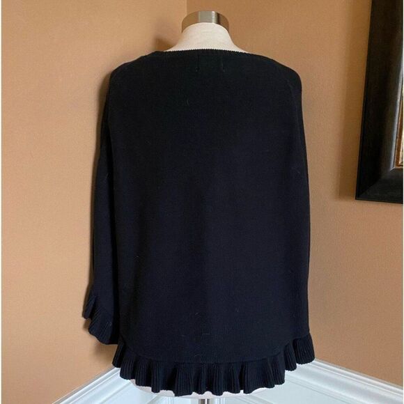 April Marin Ruffle Hem Poncho Sweater Black L - Picture 6 of 10